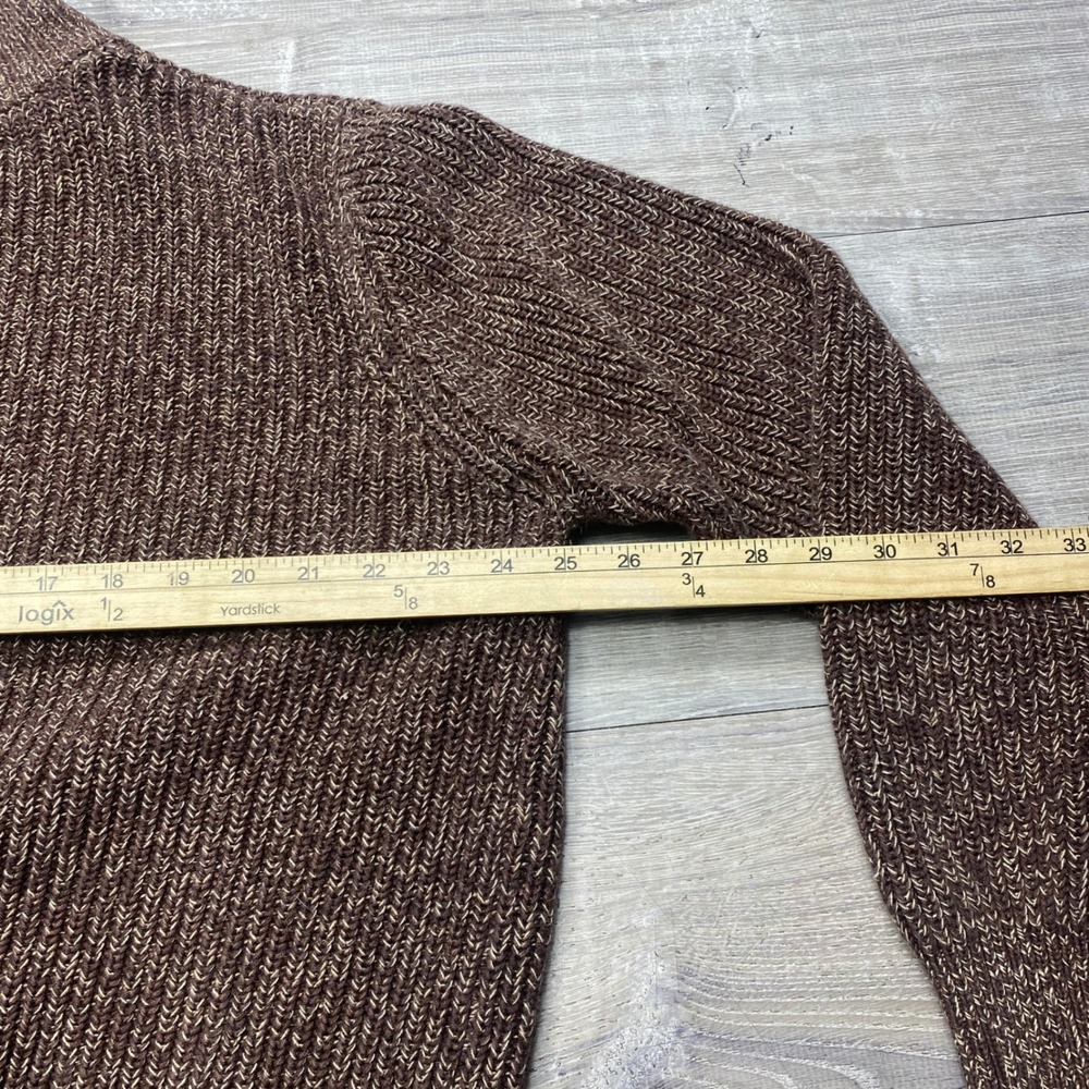 LL Bean Full Zip Sweater Mens L Brown Marled Cotton Ribbed Knit Cardigan Outdoor - Picture 7 of 8